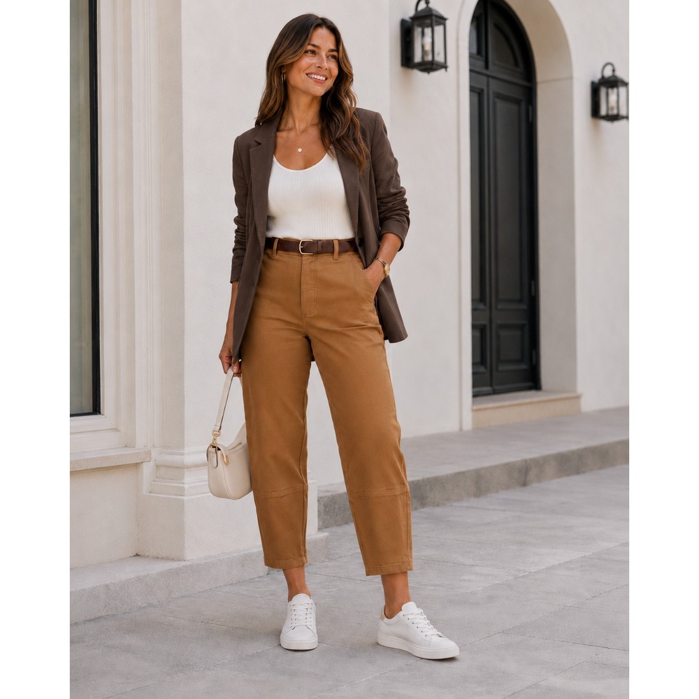 Everlane The Utility Barrel Pant Size 4 NWT Tan Brown High Rise Casual Workwear